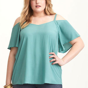 0X Torrid Cold Shoulder Challis Strappy Blouse Top